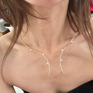 Elegant Gold with Rhinestones Women's Necklace Chocker